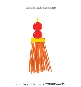 Tassel Watercolor Illustration art with colorful sketch