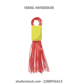 Tassel Watercolor Illustration art with colorful sketch