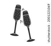 Tast Cups Icon Silhouette Illustration. Drink Celebration Vector Graphic Pictogram Symbol Clip Art. Doodle Sketch Black Sign.