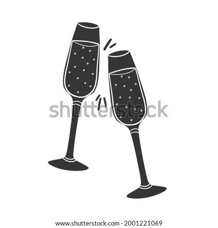 Tast Cups Icon Silhouette Illustration. Drink Celebration Vector Graphic Pictogram Symbol Clip Art. Doodle Sketch Black Sign.