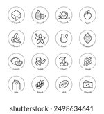 Taste, aroma, flavor set icons for food, drinks and sport nutrition. Vector elements. The outline icons are well scalable and editable. Contrasting elements are good for different backgrounds. EPS10.