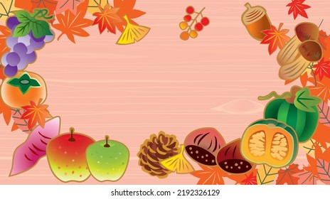 The taste of autumn Fruits and vegetables illustration background
