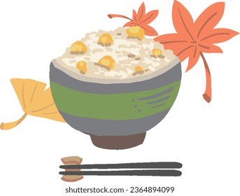 Taste of autumn Simple hand-drawn style illustration of chestnut rice