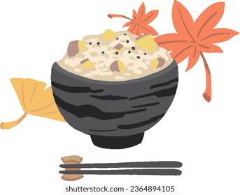  Taste of autumn Simple hand-drawn style illustration of cooked rice with sweet potatoes