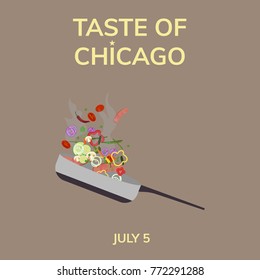 Taste of Chicago banner. Flat vector illustration.