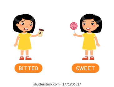Taste concept, BITTER and SWEET. 