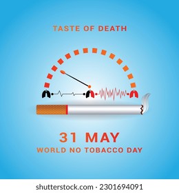 Taste of death, 31 may world no tobacco day with cigarette, lungs icon awareness social media post design template