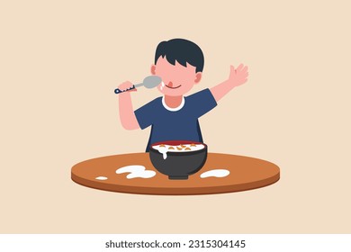 Taste expression concept. Contact information. Colored flat vector illustration.