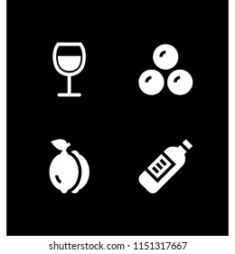 taste icon. 4 taste set with lemon, bonbon and wine vector icons for web and mobile app