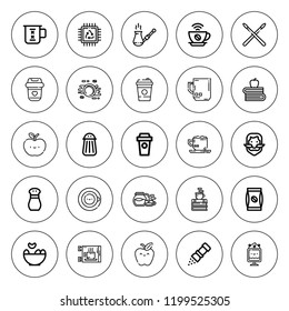 Taste icon set. collection of 25 outline taste icons with apple, chip, chips, coffee bag, coffee, cup, drumstick, ginger icons. editable icons.