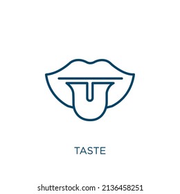 taste icon. Thin linear taste outline icon isolated on white background. Line vector taste sign, symbol for web and mobile