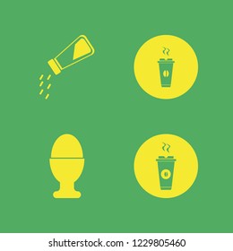 taste icon. taste vector icons set salt shaker, egg cup and hot coffee