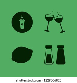 taste icon. taste vector icons set hot coffee, salt pepper shaker, lemon and glasses wine