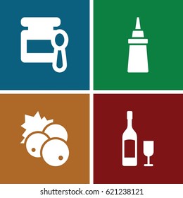 Taste icons set. set of 4 taste filled icons such as currant, baby food, ketchup