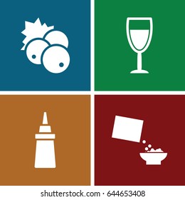 Taste icons set. set of 4 taste filled icons such as currant, ketchup, cereal