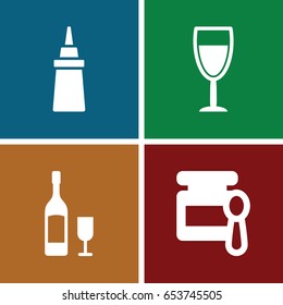 Taste icons set. set of 4 taste filled icons such as baby food, ketchup, wine glass
