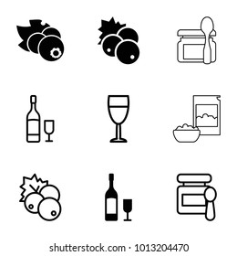 Taste icons. set of 9 editable filled and outline taste icons such as currant, wine glass and bottle, baby food, wine glass