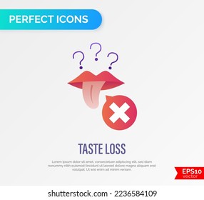 Taste loss, anosmia flat gradient icon. Long covid. Vector illustration.