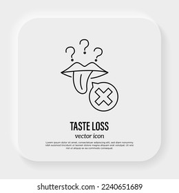 Taste loss, anosmia thin line icon. Long covid. Vector illustration.