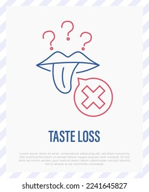 Taste loss, anosmia thin line icon. Long covid. Vector illustration.