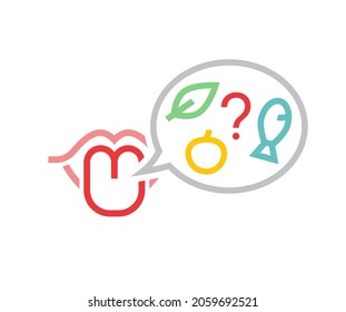 Taste loss icon, sign. Insipidity. Long-term covid effects. Editable vector illustration isolated on a white background. Medical, healthcare concept in modern outline style. 