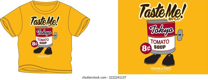 Taste me Tokyo tomato soup t-shirt design background color is a  and t-shirt color is a  beautiful color and beautiful design