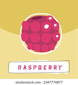 Taste raspberry cool icon, lettering RASPBERRY