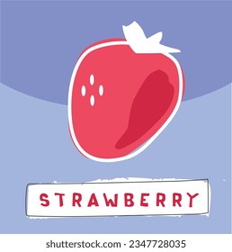 Taste strawberry cool icon, lettering STRAWBERRY