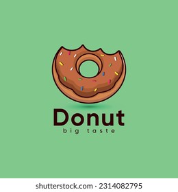 Taste Unique Food Illustration Donuts Logo With A Bite Taken Out Of It. And Donuts  Icon Design With Donuts Template Elements With Vector Color Emblem.