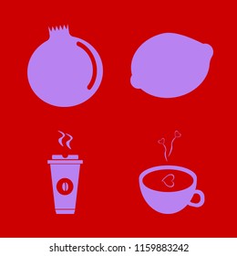 taste vector icons set. with hot coffee, garnet, coffee cup heart and lemon in set