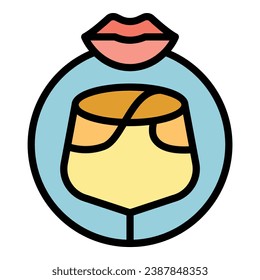 Taste wine icon outline vector. Sommelier drink. Glass vine color flat