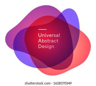 Tasteful modern watery shapes. Universal curvy figures, flowing shapes, wavy lines. Transparent purple and red backdrop, white text. Design for banner, flyer or presentation. Vector illustration.
