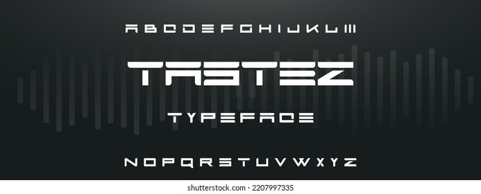 TASTEZ Sports minimal tech font letter set. Luxury vector typeface for company. Modern gaming fonts logo design.