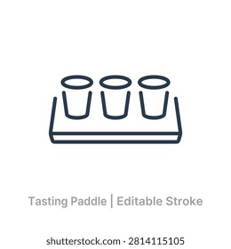Tasting paddle line icon editable stroke beer flight sampler tray
