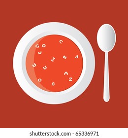 tasty alphabet soup in white bowl