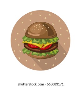 Tasty american Hamburger logo background Vector illustration