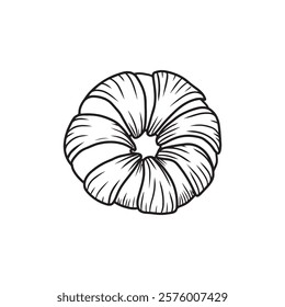 Tasty bagel ink drawing isolated on white background. Hand drawn vector sketch illustration in doodle engraved vintage line art style. French bun, bakery pastry design, package drawing, menu