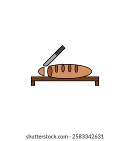 tasty baguette vector type icon