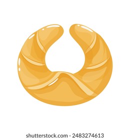 Tasty baked bagel in flat cartoon style. Sweet bun, roll, homemade and bakery pastry. Isolated food illustration for poster, banner, card, advertisingr, card, advertising