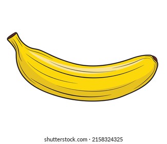 Tasty banana in clipart style isolated on white background. Vector illustration.