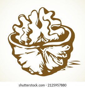Tasty big autumn garden pod set on light backdrop. Freehand outline black ink pen hand drawn calorie object emblem pictogram design in retro art doodle engrave contour print style. Close up macro view