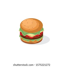Tasty big burger realistic. Vector illustration