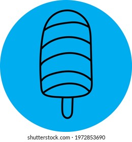 Tasty blue ice cream, icon illustration, vector on white background