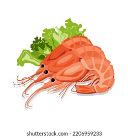 Tasty boiled shrimps on white background