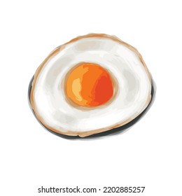 Tasty breakfast perfect fried egg chalk drawing