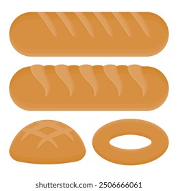 Tasty Brown Bread Bakery Vector. Whole Bread Illustration. Homemade Brown Bread Collection.