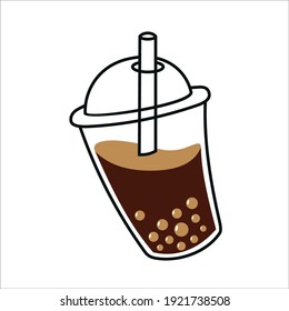 tasty bubble cappucino drink plastic glass with straw vector graphic