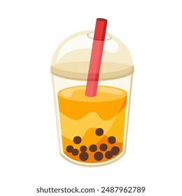 Tasty bubble tea cartoon design on white background