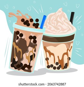 tasty bubble tea cups design