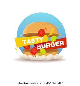 Tasty burger 1. Logo/sticker/emblem